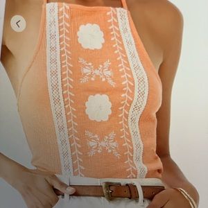 Floral Embroidered Halter Top